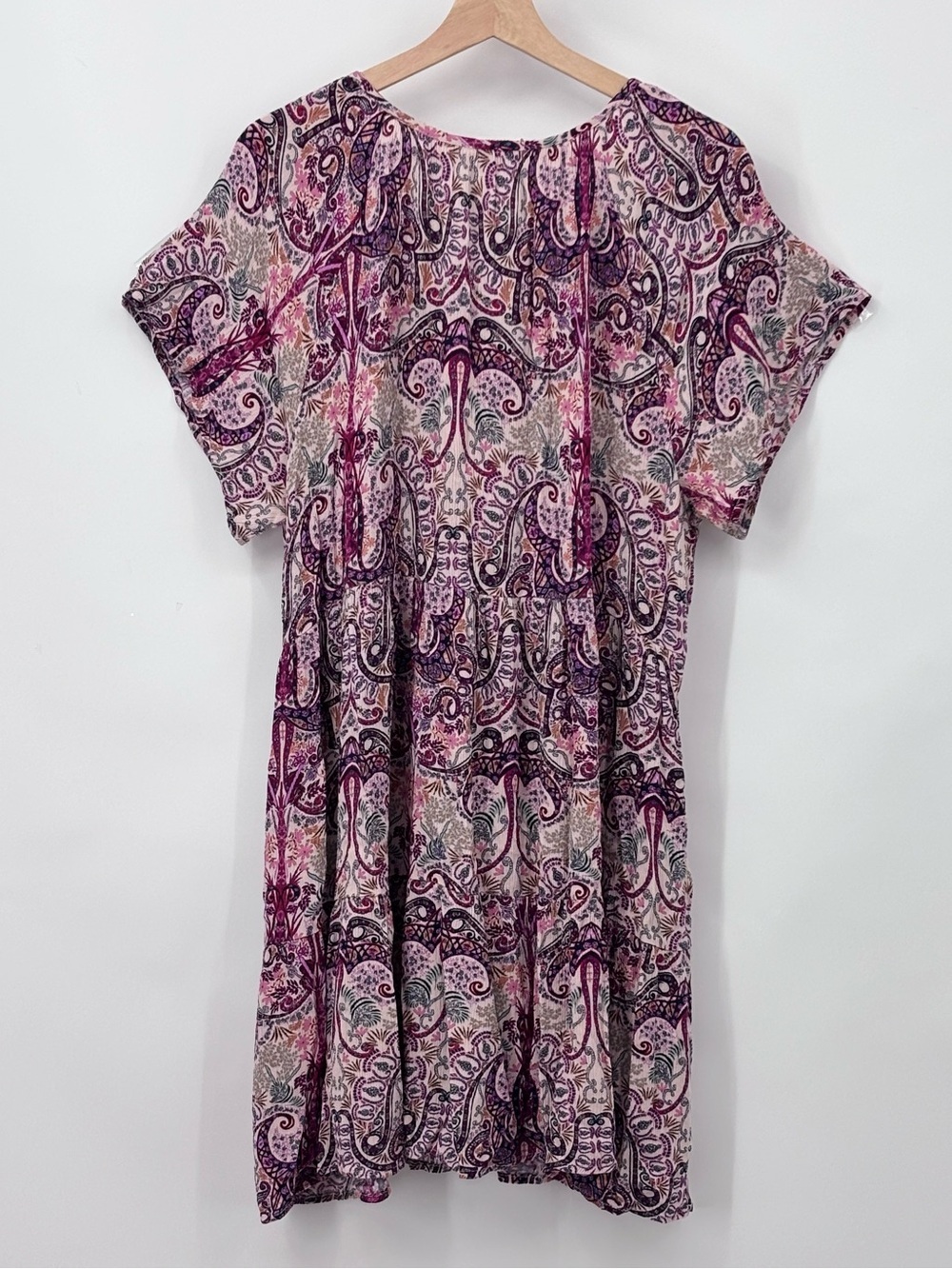 Knox Rose Paisley Babydoll Dress XXL Purple Red Multi Tiered Mini Boho 2XL - Picture 3 of 11